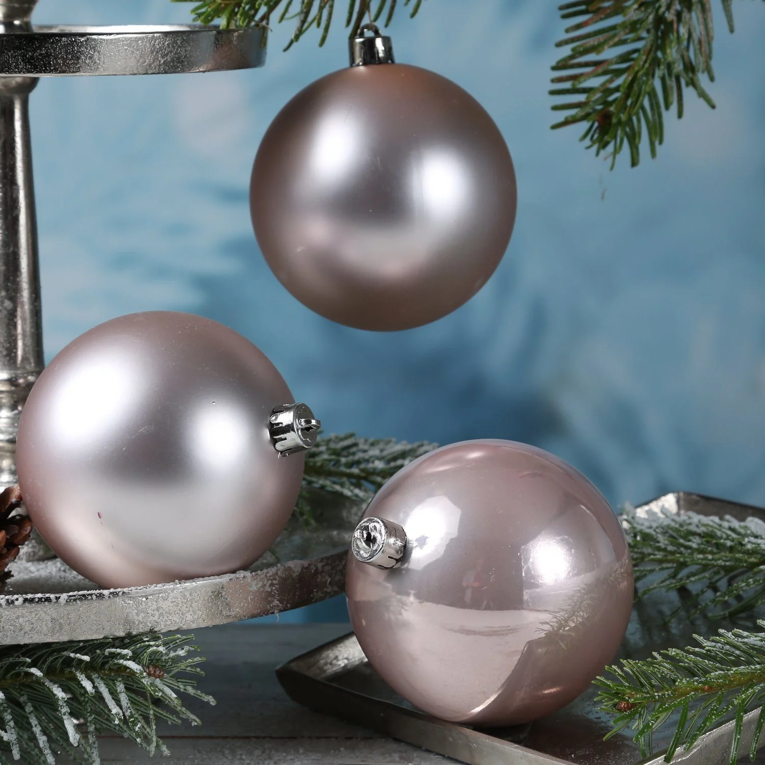 Weihnachtsbaumkugeln – 10 cm, Rosa, 4er-Set, bruchfest